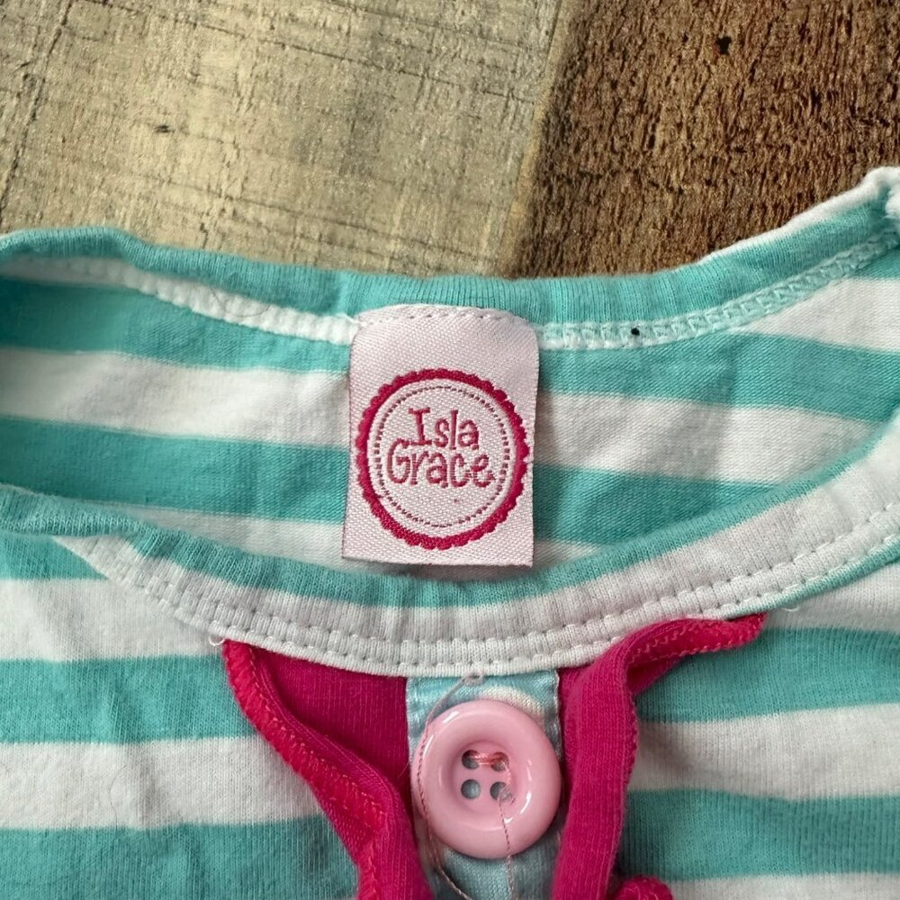 Isla Grace Toddler Girls' 2-3T Striped & Polka Dot Pajama Set With Ruffles - Picture 4 of 10